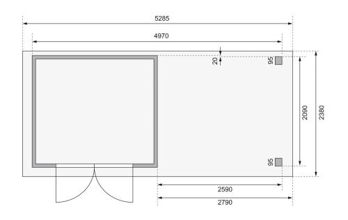 drevený domček KARIBU KERKO 3 + prístavok 280 cm (82937) terragrau