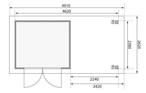 dřevěný domek KARIBU ASKOLA 3,5 + přístavek 240 cm (9144) terragrau