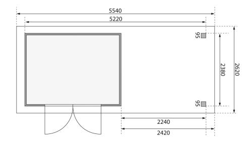 dřevěný domek KARIBU ASKOLA 5 + přístavek 240 cm (73248) natur