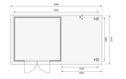 dřevěný domek KARIBU ASKOLA 6 + přístavek 240 cm (73249) natur