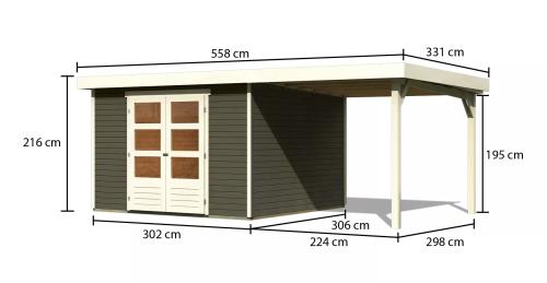 dřevěný domek KARIBU ASKOLA 6 + přístavek 240 cm (23501) terragrau