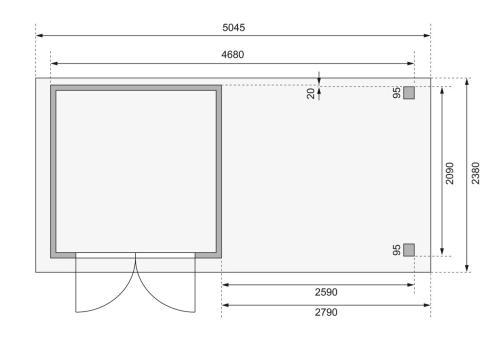 dřevěný domek KARIBU ASKOLA 2 + přístavek 280 cm (38657) antracit