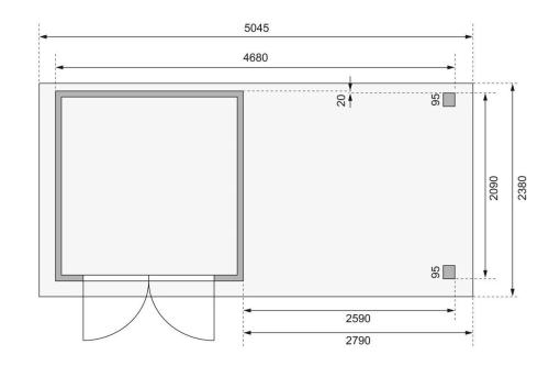 dřevěný domek KARIBU ASKOLA 2 + přístavek 280 cm včetně zadní a boční stěny (38659) antracit