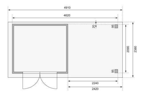 dřevěný domek KARIBU ASKOLA 3 + přístavek 240 cm včetně zadní stěny (38663) antracit