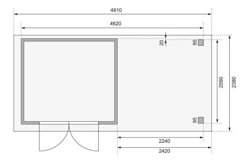 dřevěný domek KARIBU ASKOLA 3 + přístavek 240 cm včetně zadní a boční stěny (38664) antracit