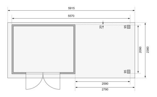 dřevěný domek KARIBU ASKOLA 4 + přístavek 280 cm včetně zadní a boční stěny (92074) terragrau