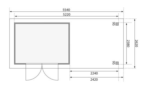 dřevěný domek KARIBU ASKOLA 5 + přístavek 240 cm včetně zadní a boční stěny (9157) terragrau