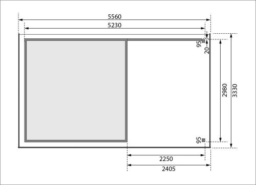 dřevěný domek KARIBU ASKOLA 6 + přístavek 240 cm včetně zadní stěny (23503) natur