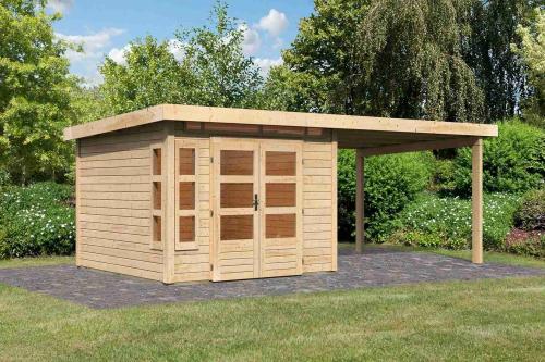dřevěný domek KARIBU KASTORF 6 + přístavek 320 cm (31542) natur