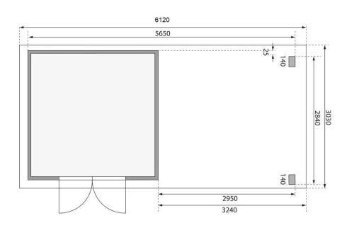 dřevěný domek KARIBU KANDERN 6 + přístavek 320 cm včetně zadní a boční stěny (9242) terragrau