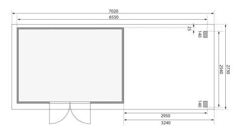 dřevěný domek KARIBU KANDERN 7 + přístavek 320 cm včetně zadní stěny (9249) terragrau