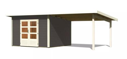 dřevěný domek KARIBU NORTHEIM 3 + přístavek 330 cm (91468) terragrau