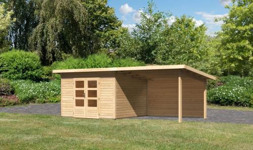 dřevěný domek KARIBU NORTHEIM 3 + přístavek 330 cm včetně zadní stěny (9271) natur