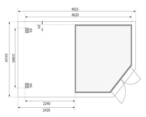 dřevěný domek KARIBU GOLDENDORF 5 + přístavek 240 cm (78251) terragrau