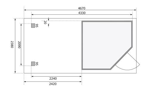 dřevěný domek KARIBU SCHWANDORF 3 + přístavek 240 cm (77738) natur