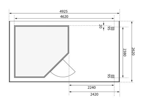 dřevěný domek KARIBU SCHWANDORF 5 + přístavek 240 cm (77746) natur