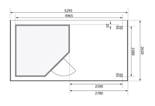 dřevěný domek KARIBU SCHWANDORF 5 + přístavek 280 cm (9217) terragrau