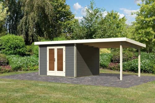 dřevěný domek KARIBU RADEBURG 1 + přístavek 330 cm (31465) terragrau