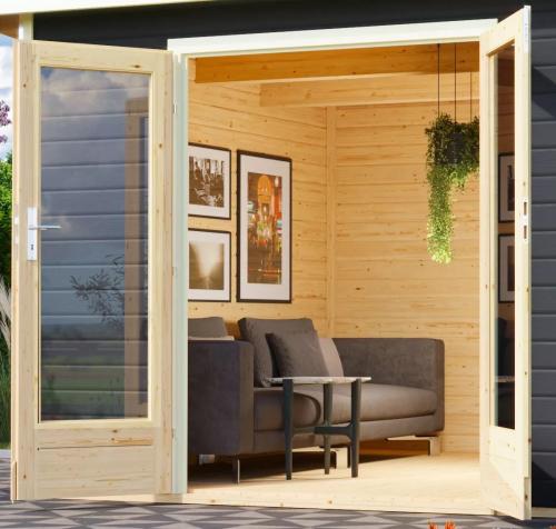 dřevěný domek KARIBU RADEBURG 1 + přístavek 330 cm (31465) terragrau