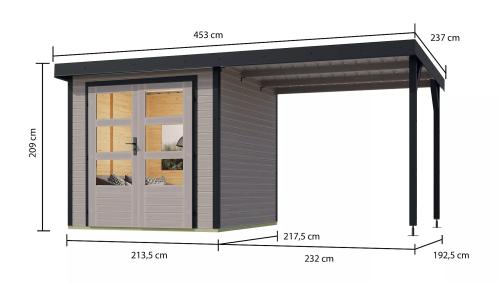 hybridní domek KARIBU JUPITER D (93434) světle šedý / antracit