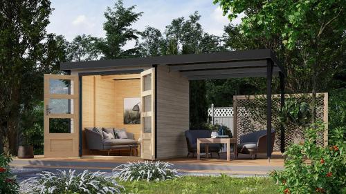 hybridní domek KARIBU JUPITER D (93434) světle šedý / antracit