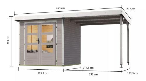 hybridní domek KARIBU JUPITER D (93432) světle šedý / bílý