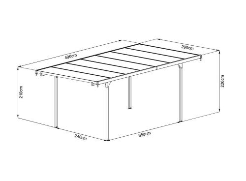 hliníková pergola LANITPLAST ALU 53 antracit + čirý PC