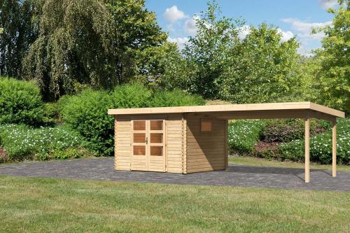 dřevěný domek KARIBU TRITTAU 3 + přístavek 440 cm (10049) natur