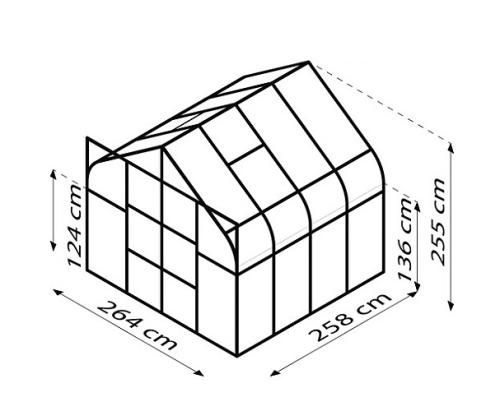 skleník VITAVIA DIANA 6700 PC 4 mm strieborný