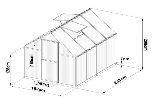 skleník LANITPLAST SARANA 6x8 PC 4 mm strieborný