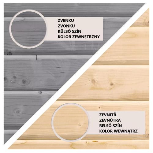 dřevěný domek KARIBU MERSEBURG 2 + přístavek 166 cm (9408) světle šedý