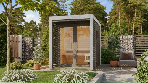 finská sauna KARIBU ARES 1 (215) terragrau / bílá