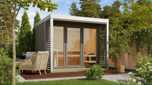 finská sauna KARIBU ARES 3 (331) terragrau / bílá