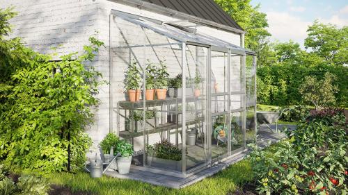 skleník VITAVIA IDA 3300 číre sklo 3 mm strieborný