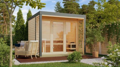 finská sauna KARIBU ARES 3 (34071) natur / šedá
