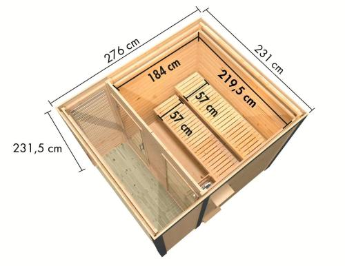 finská sauna KARIBU ARES 2 (34043) natur / šedá